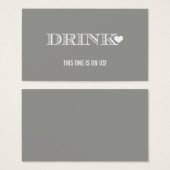Niedlich Heart Gray Wedding Drink Ticket (Vorne & Hinten)