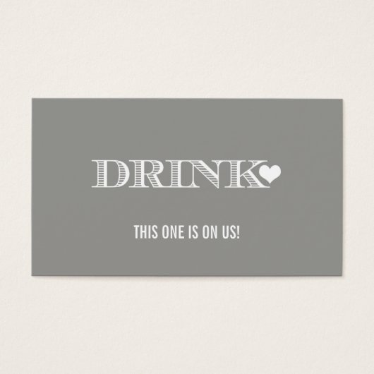 Niedlich Heart Gray Wedding Drink Ticket (Vorderseite)