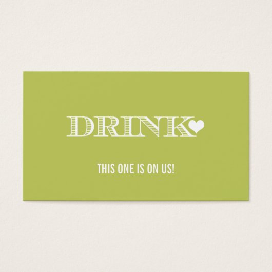 Niedlich Heart Green Wedding Drink Ticket (Vorderseite)