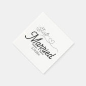 Niedlich Heart Just Married Calligraphy Wedding Da Serviette (Ecke)