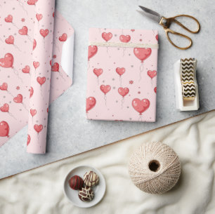 Niedlich Heart Liebe Balloons Geschenkpapier