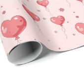 Niedlich Heart Liebe Balloons Geschenkpapier (Rolleneckpunkt)