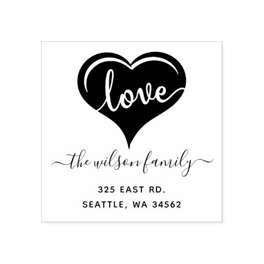 Niedlich Heart Liebe Script Rücksendeadresse Gummistempel (Prägung)