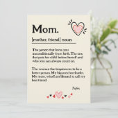 Niedlich Heart Mama Wörterbuch Muttertag Feiertagskarte (Stehend Vorderseite)