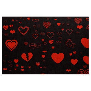 Niedlich Heart Modern Black Red Stoff