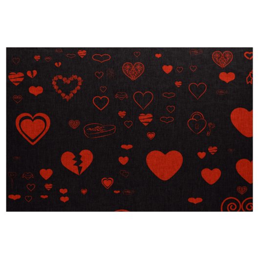 Niedlich Heart Modern Black Red Stoff (Yard (91,4 cm))
