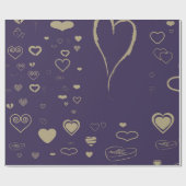 Niedlich Heart Modern Dark Lila Geschenkpapier (Flach)