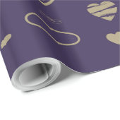 Niedlich Heart Modern Dark Lila Geschenkpapier (Rolleneckpunkt)
