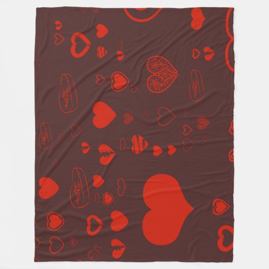 Niedlich Heart Modern Red Pattern Fleecedecke (Vorderseite)