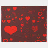Niedlich Heart Modern Red Pattern Fleecedecke (Vorderseite (Horizontal))