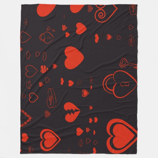 Niedlich Heart Modern Red Pattern Fleecedecke (Vorderseite)