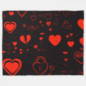 Niedlich Heart Modern Red Pattern Fleecedecke (Vorderseite (Horizontal))