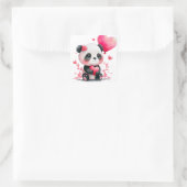 Niedlich Heart Panda Bear Valentine Quadratischer Aufkleber (Tasche)