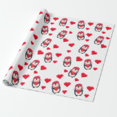 Niedlich Heart Penguin Winter Geschenkpapier (Ungerollt)