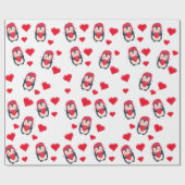 Niedlich Heart Penguin Winter Geschenkpapier (Flach)