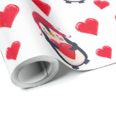 Niedlich Heart Penguin Winter Geschenkpapier (Rolleneckpunkt)