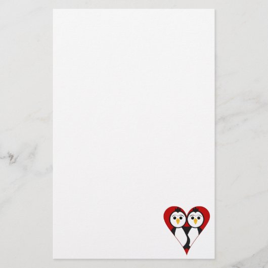 Niedlich Heart Penguins Briefpapier (Vorderseite)