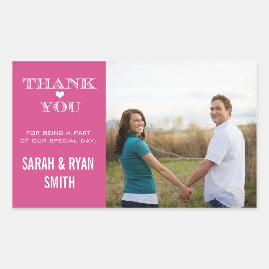 Niedlich Heart Pink Wedding Danke Stickers (Vorderseite)