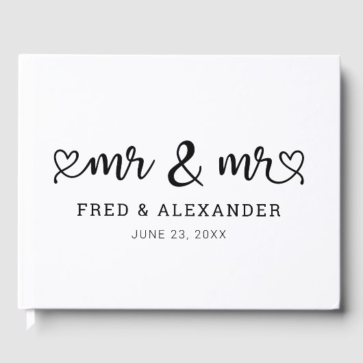 Niedlich Heart Script Mr & Mr. Gay Wedding Gästebuch (Vorderseite)