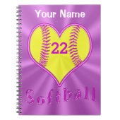 Niedlich Heart Shaped Softball Notebook Personalis Notizblock (Vorderseite)