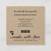 Niedlich Heart Shaped Yarn Handmade Strick Goods K Quadratische Visitenkarte (Rückseite)