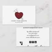 Niedlich Heart Shaped Yarn Handmade Strick Goods Visitenkarte (Vorne/Hinten)