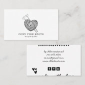 Niedlich Heart Shaped Yarn Handmade Strick Goods Visitenkarte (Vorne/Hinten)