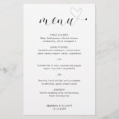 Niedlich Heart Simple Modern Wedding Menu (Vorderseite)
