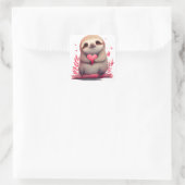 Niedlich Heart Sloth Valentine Quadratischer Aufkleber (Tasche)