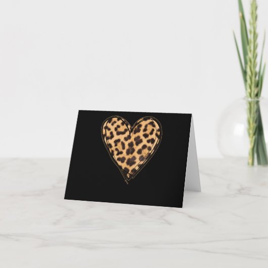 Niedlich Heart Valentines Leopard Muster Karte (Vorderseite)
