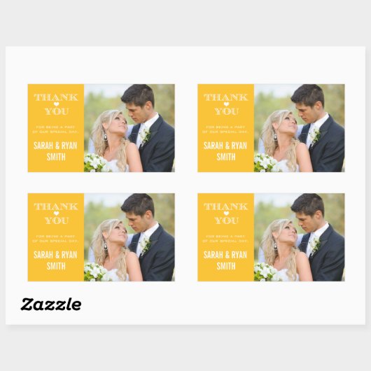 Niedlich Heart Yellow Wedding Danke Stickers (Blatt)