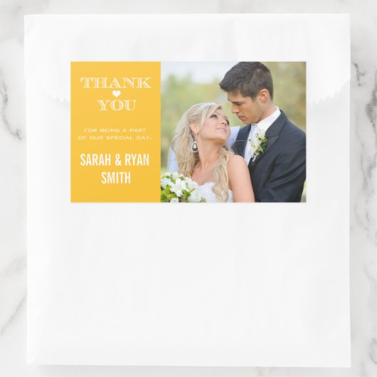 Niedlich Heart Yellow Wedding Danke Stickers (Tasche)