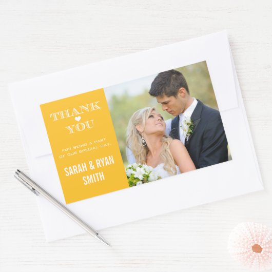 Niedlich Heart Yellow Wedding Danke Stickers (Umschlag)