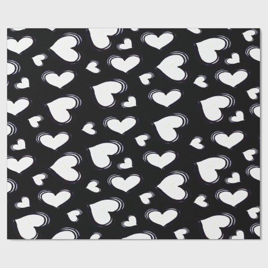 Niedlich Hearts Black Geschenkpapier (Flach)