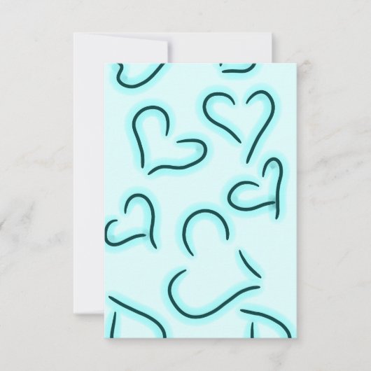 Niedlich Hearts Blue Dankeskarte (Vorderseite)