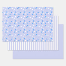 Niedlich Hearts Blue Geschenkpapier Set