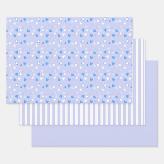 Niedlich Hearts Blue Geschenkpapier Set (Set)