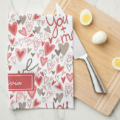 Niedlich Hearts Boho Valentines Muster Geschirrtuch (Viertel Falte)