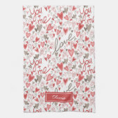Niedlich Hearts Boho Valentines Muster Geschirrtuch (Vertikal)