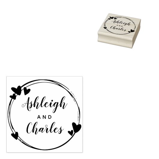 Niedlich Hearts Calligrafy Names Gummistempel (Stempel)