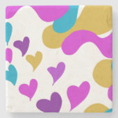 Niedlich Hearts Camouflage Rosa Gelb Steinuntersetzer (Vorderseite)