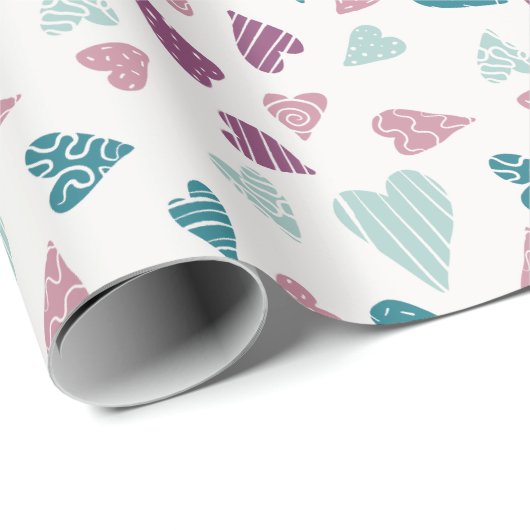 Niedlich Hearts Doodle Rose Valentinstag Geschenkpapier (Rolleneckpunkt)