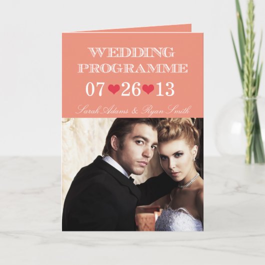 Niedlich Hearts-FaltenWedding-Programm mit Foto Programm (Vorderseite)
