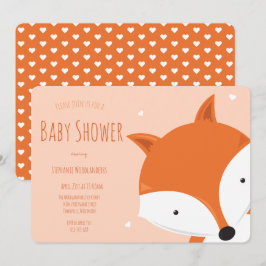 Niedlich Hearts Fox Animal Baby Dusche Einladung