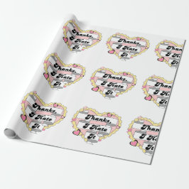 Niedlich Hearts Gelbe Spitzen und Rosa Danke, ich  Geschenkpapier