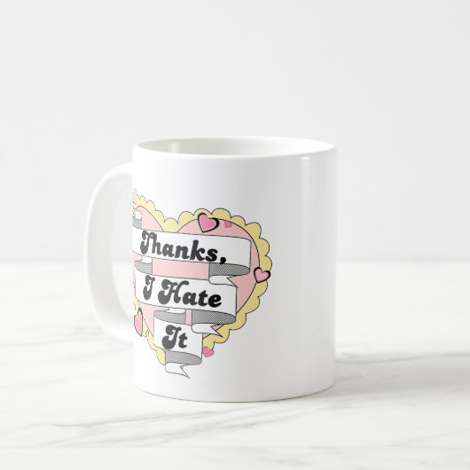 Niedlich Hearts Gelbe Spitzen und Rosa Danke, ich Kaffeetasse (Vorderseite Links)