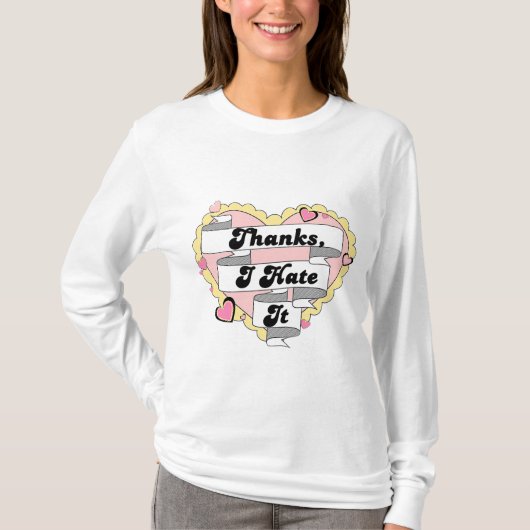 Niedlich Hearts Gelbe Spitzen und Rosa Danke, ich  T-Shirt (Vorderseite)