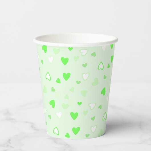 Niedlich Hearts Green Pappbecher (Rückseite)