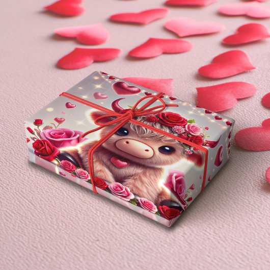 Niedlich Hearts Höhere Kuhwale Geschenkpapier