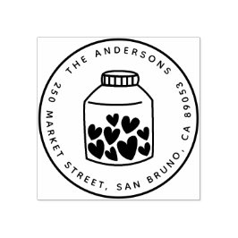 Niedlich Hearts Mason Jar Rundname Rücksendeadress Gummistempel